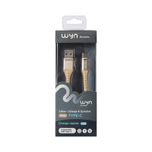 Charger l&#39;image dans la galerie, WYN Access - Cable métal tréssé USB standard / Type C - 1 m
