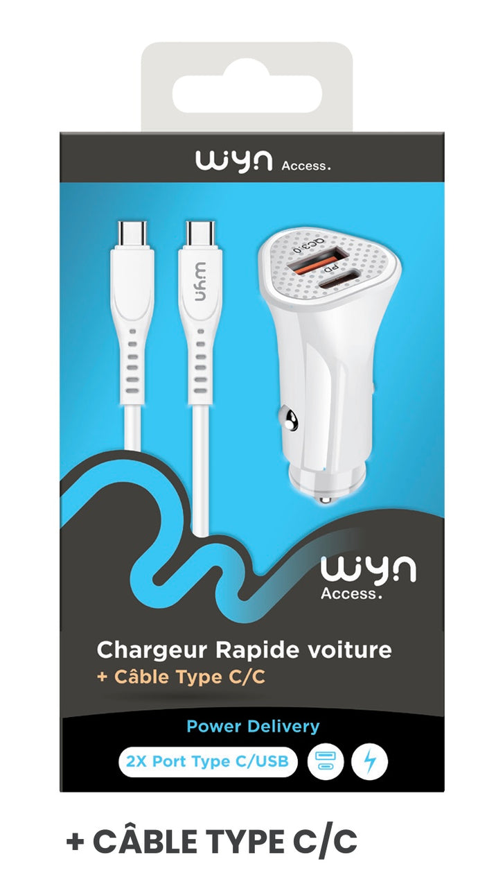 WYN Access - Chargeur rapide voiture - TYPE C _ Blanc – VapeInCorsica